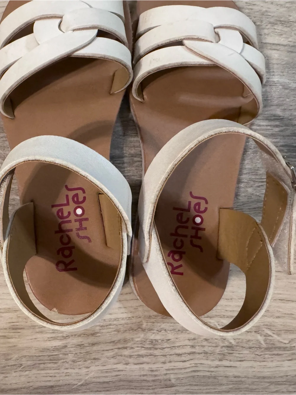 Rachel Shoes White Girls Braided Front Ankle-Strap Sandals